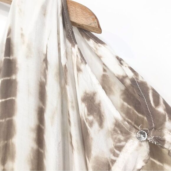 Charlotte Tarantola Tan White Tie Dye Sleeveless Drawstring Waist Romper - Picture 10 of 13